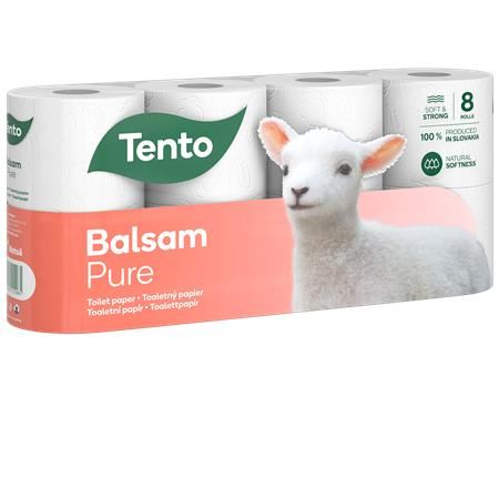 Tento Balsam Pure 3 rétegű, kistekercses, 8 tekercs toalettpapír fehér (229387) (tento229387)