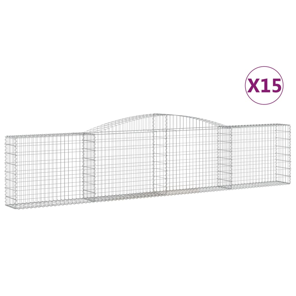15 db íves horganyzott vas gabion kosár 400x30x80/100 cm (3146862)