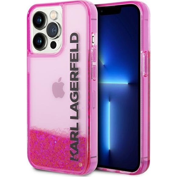 Karl Lagerfeld Liquid Glitter Elong Apple iPhone 14 Pro Max hátlap tok, rózsaszín (KLHCP14XLCKVF)