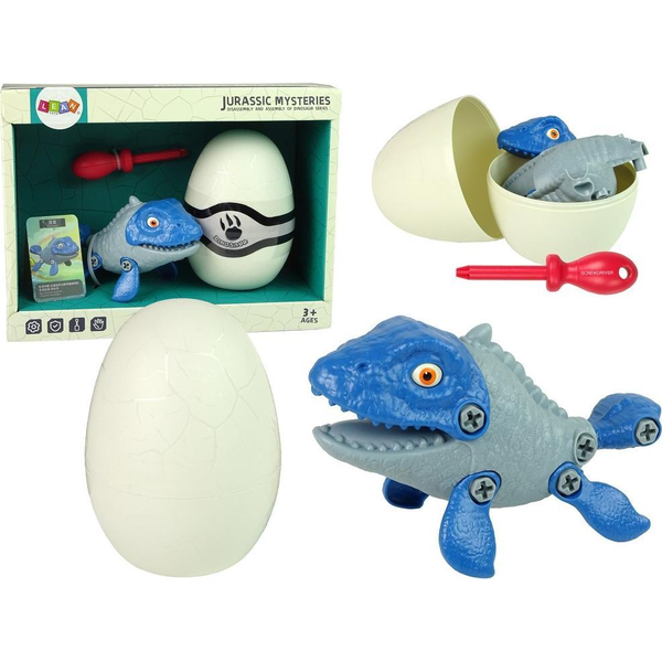 Dinoszaurusz Moszaszaurusz Készlet - Tojással, DIY Csavarhúzóval, Kék