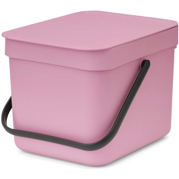 Brabantia Sort & Go konyhai szemetes felnyitható fedéllel, fogantyúval szelektív és komposzt gyűjtéséhez, 6L - S méret, rózsaszín-lila - 255441