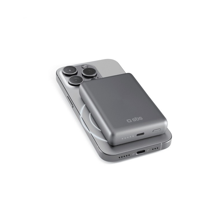SBS TEBB10000MAGSLIM MagSafe Powerbank USB-C + Type-C /10.000mAh PD 20W - Ezüst (TEBB10000MAGSLIM)
