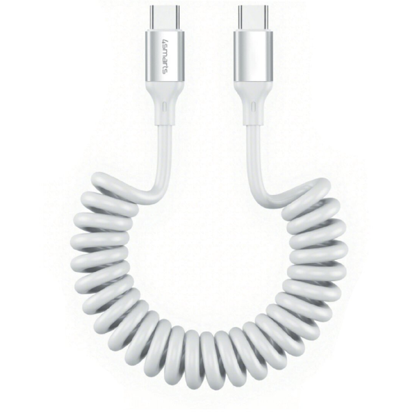 Cable Usb-c A Usb-c 100w 480 Mb/s En Espiral Retráctil De 12 A 50 Cm