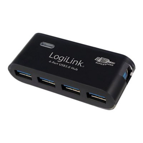 Hub cu 4 porturi, Logilink, USB 3.0, Negru