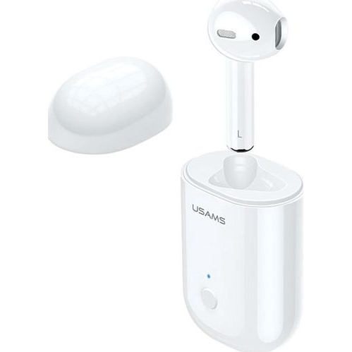 Usams LB SERIES bluetooth fülhallgató MONO (v5.0, mikrofon, multipoint, zajszűrő + töltőtok) FEHÉR (BHULB01)