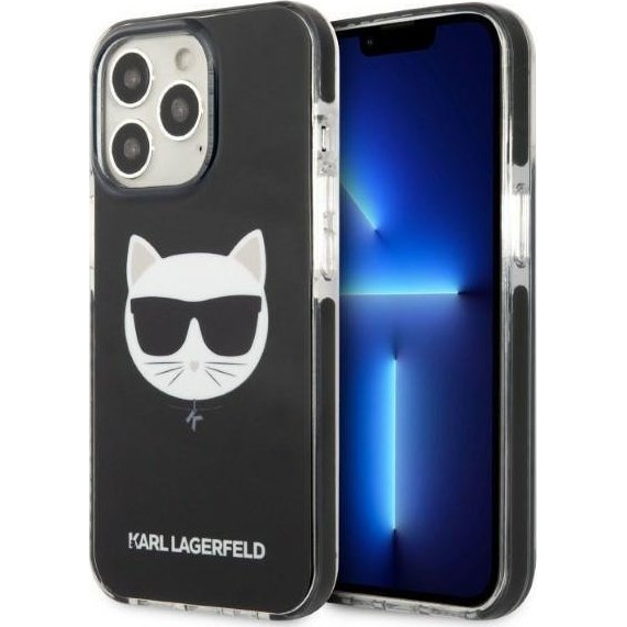 Karl Lagerfeld Choupette Head TPE szilikon hátlap tok Apple iPhone 13 Pro, fekete (KLD1372)