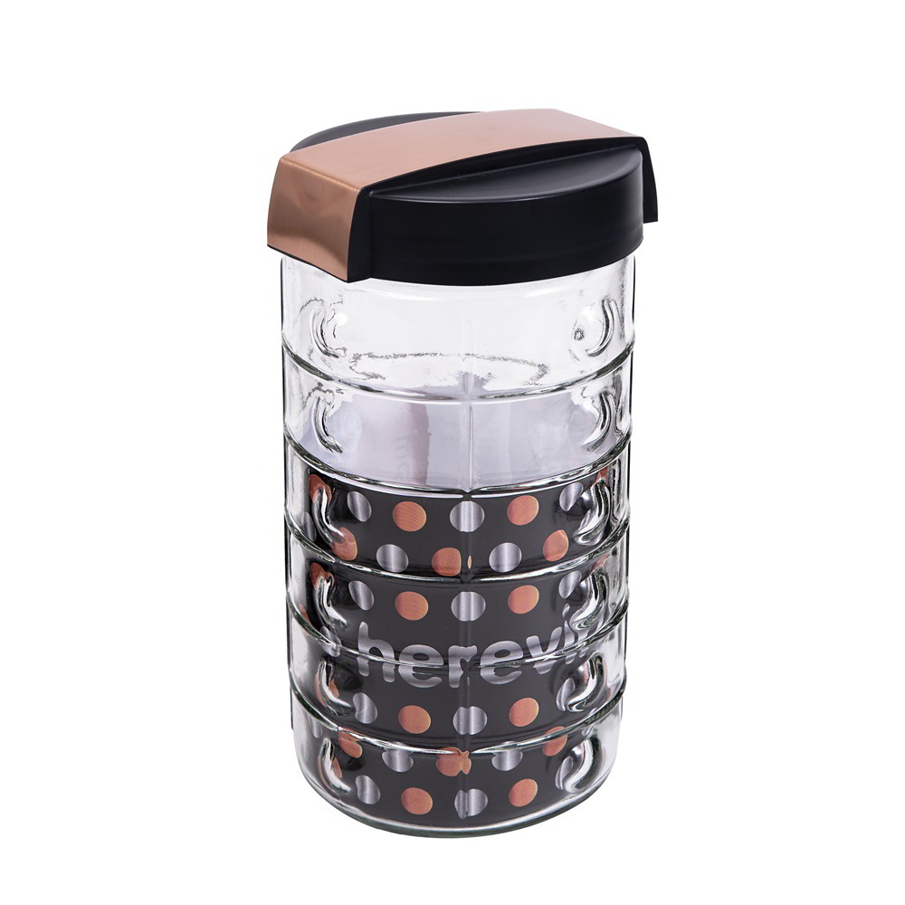 Iris 190930-004 Üveg Fűszertartó 1700ml - Rózsarany / Fekete (190930-004)