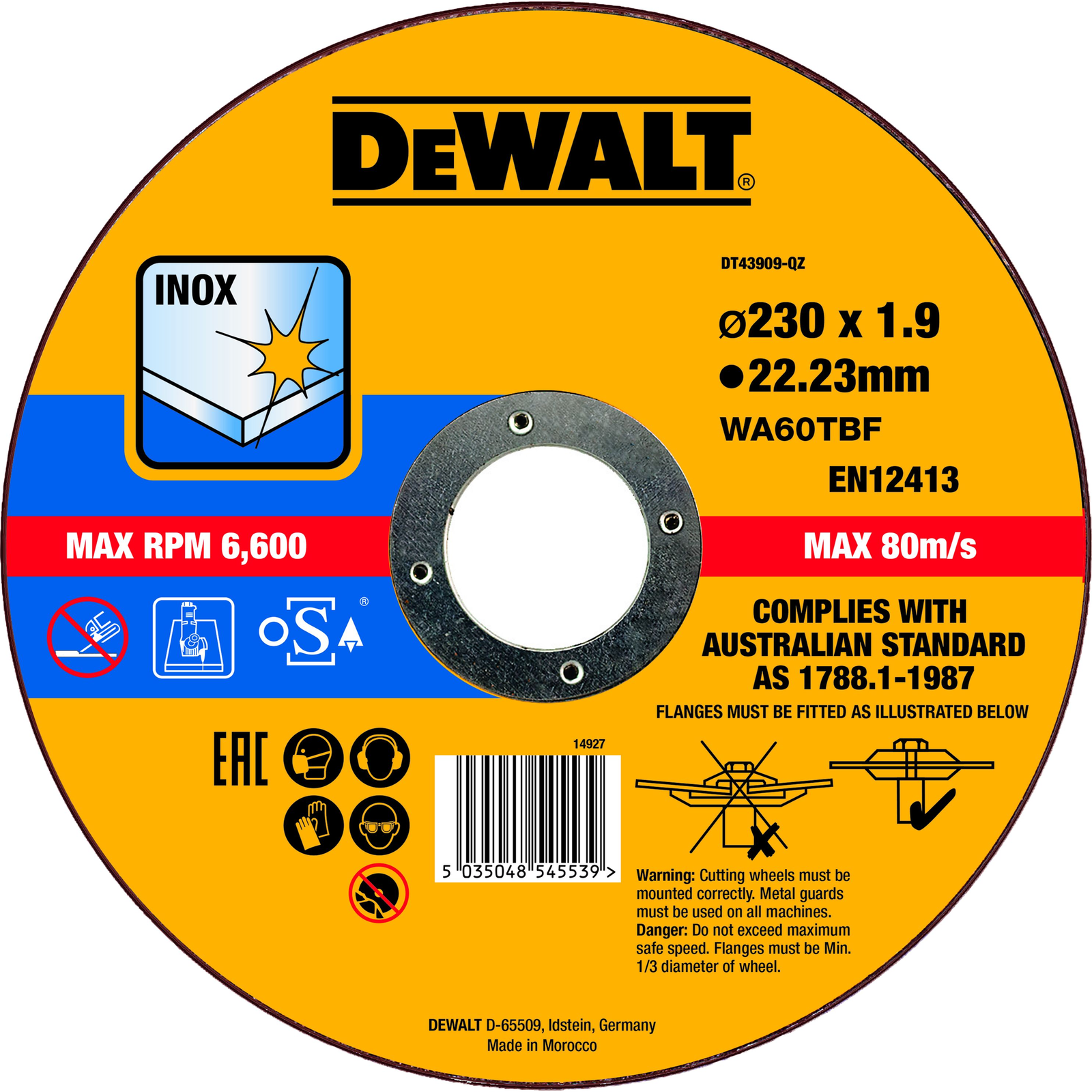 DeWalt DT43909-QZ Vágókorong 230x1,9x22,23 mm Inox (DT43909-QZ)