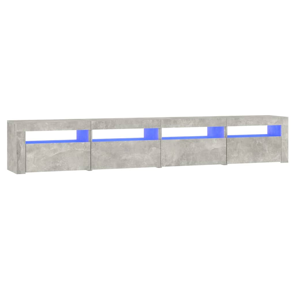 betonszürke TV-szekrény LED-lámpákkal 240x35x40 cm (3152765)