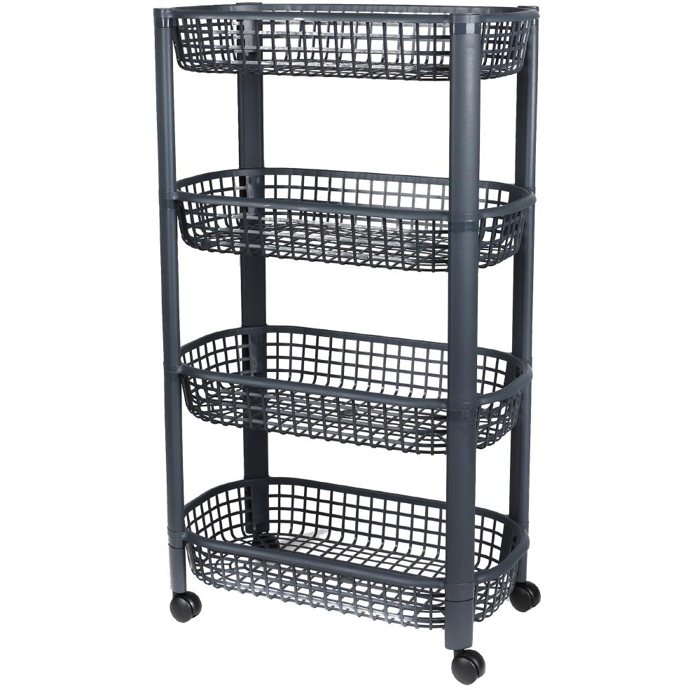 DOCHTMANN Gurulós tárolókocsi, 4 polcos, 46,5×26×78,8 cm, szürke (51066)