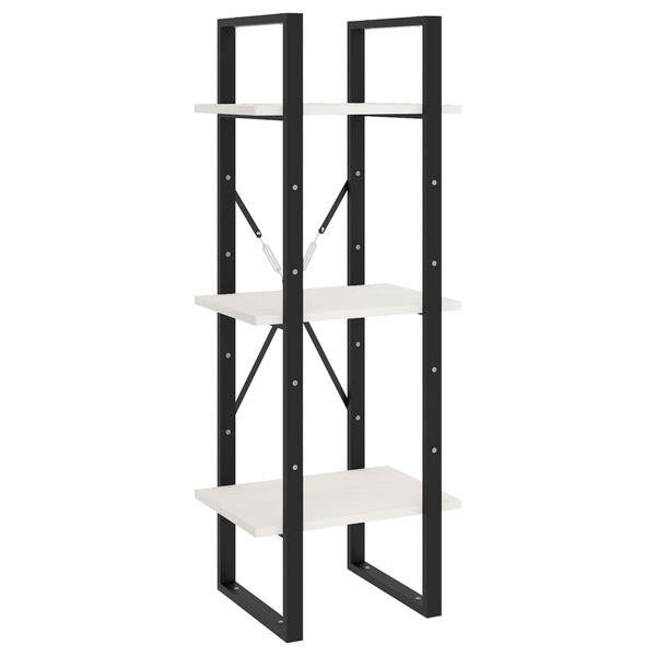 Bibliotecă cu 3 rafturi, alb, 40x30x105 cm, lemn masiv de pin