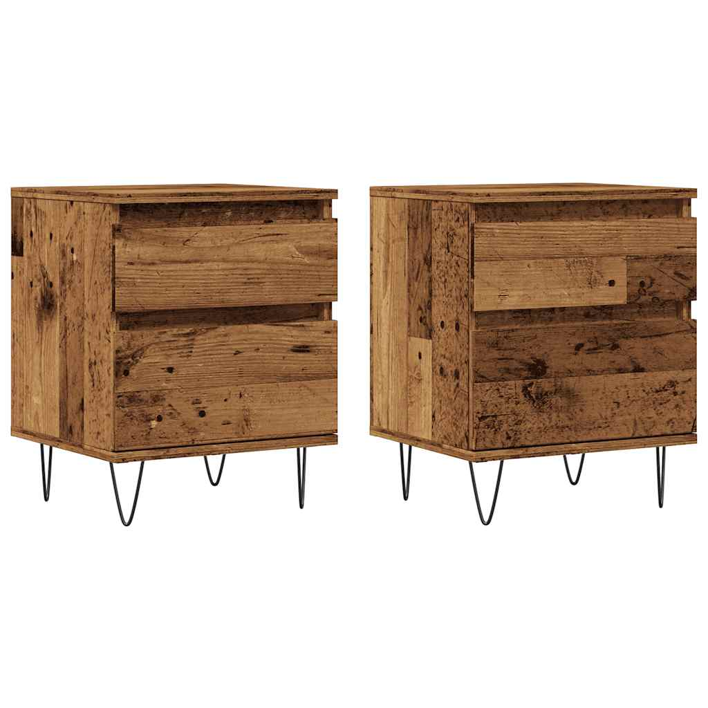 2 db antik fa színű szerelt fa éjjeliszekrény 40 x 35 x 50 cm (857417)