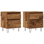 2 db antik fa színű szerelt fa éjjeliszekrény 40 x 35 x 50 cm