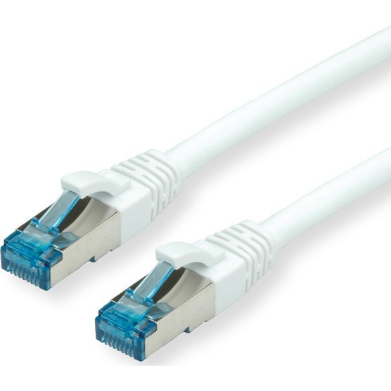 Value 21.99.1977 RJ45 Hálózati kábel, patchkábel CAT 6A S/FTP 10.00 m Fehér Kettős árnyékolás, Halogénmentes, Lángálló 1 db