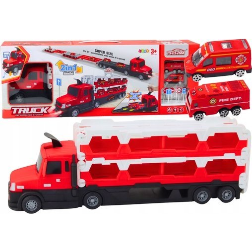 Lora Tow Truck 2in1 Versenypálya - Fényekkel, Hangokkal, Jelekkel, Autókkal, Piros