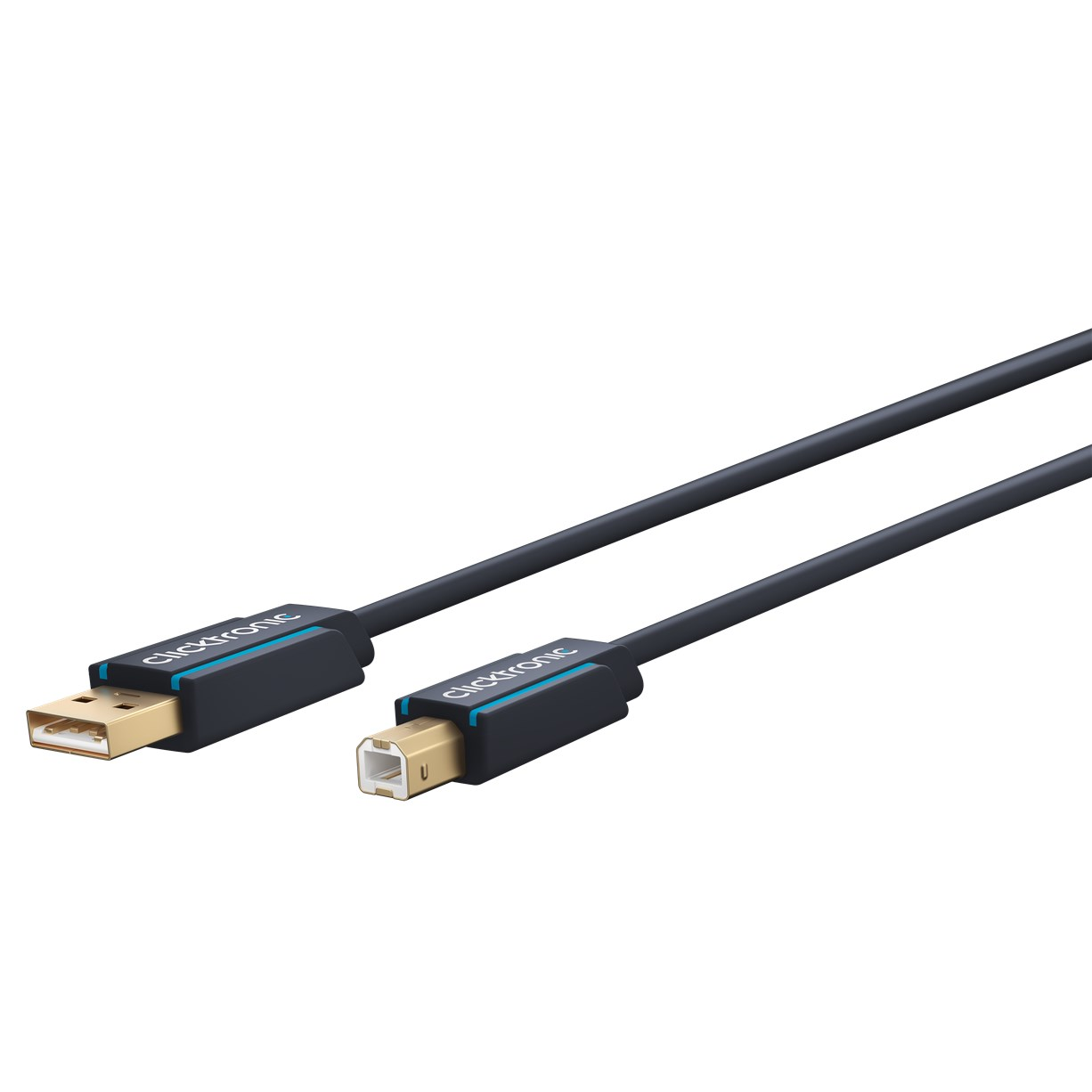 Clicktronic USB-A apa - USB-B apa 2.0 Nyomtató kábel - Fekete (1.8m) (70096)