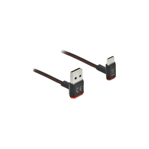 DeLock EASY-USB 2.0 Cable Type-A male to USB Type-C male angled up / down 0.2m Black