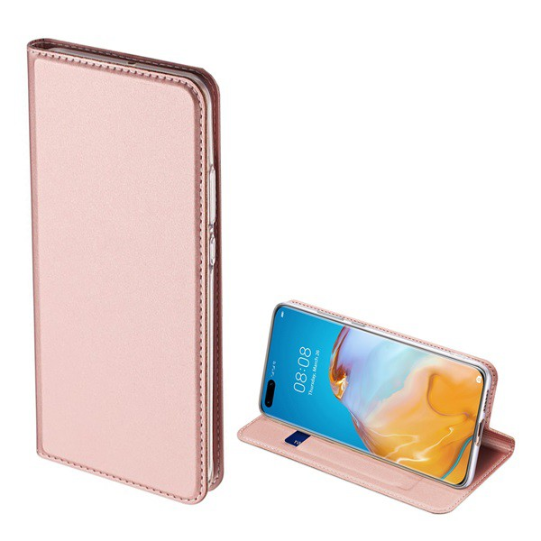 DUX DUCIS SKIN PRO tok álló, bőr hatású (FLIP, oldalra nyíló, bankkártya tartó, asztali tartó funkció) ROZÉARANY [Huawei P40] (5996457956456)