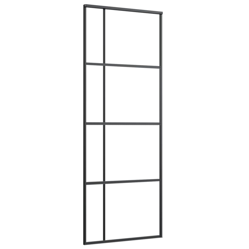 fekete ESG üveg és alumínium tolóajtó 76x205 cm (151678)