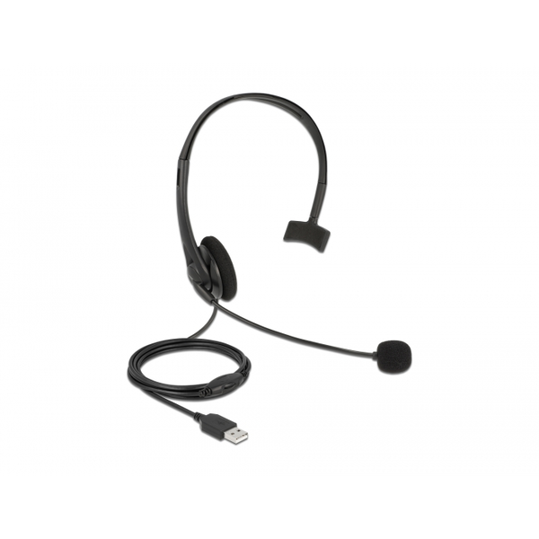 Слушалки за компютър, Delock, Mono, USB, 2.4 m, 32 Ohm, черни