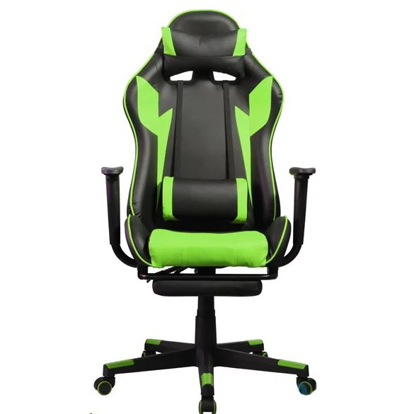 Scaun gaming, IRIS, Piele sintetica, 63cm, Negru/Verde