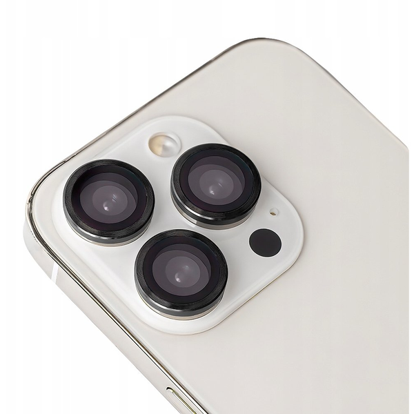 Zestaw szkieł na aparat do iPhone 14 Pro / 14 Pro Max 6,7" czarna ramka (3 sztuki)