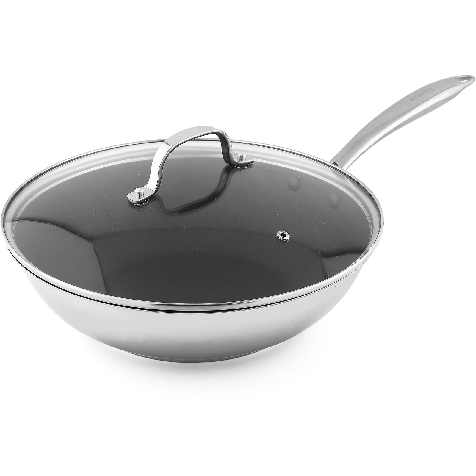 Siguro Wok Pure Delight, 28 cm, acél, ILAG® Professional S rozsdamentes felület + fedő (SGR-CS-W828SU)