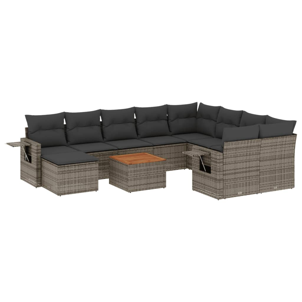 11 részes szürke polyrattan kerti ülőgarnitúra párnákkal (3257187)