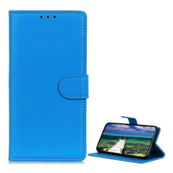 Tok álló, bőr hatású (FLIP, oldalra nyíló, asztali tartó funkció, prémium) VILÁGOSKÉK [Samsung Galaxy S22 Ultra 5G (SM-S908)] (5996591120317)