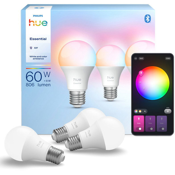 Sada Philips Hue Essential White and Colour Ambiance 806 A60 E27 3 ks