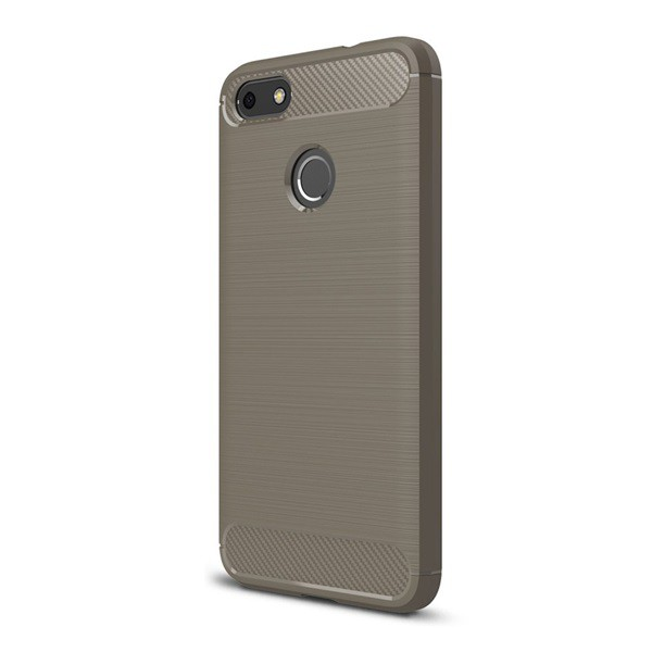 Szilikon telefonvédő (közepesen ütésálló, légpárnás sarok, szálcsiszolt, karbon minta) SZÜRKE [Huawei P9 Lite Mini] (5996457721641)