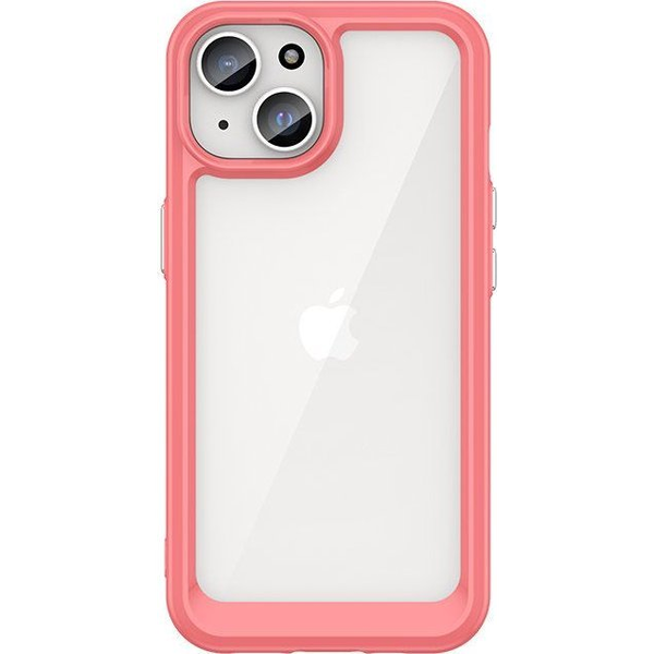 iPhone 15 Plus Outer Space Megerősített Tok Rugalmas Kerettel - Piros