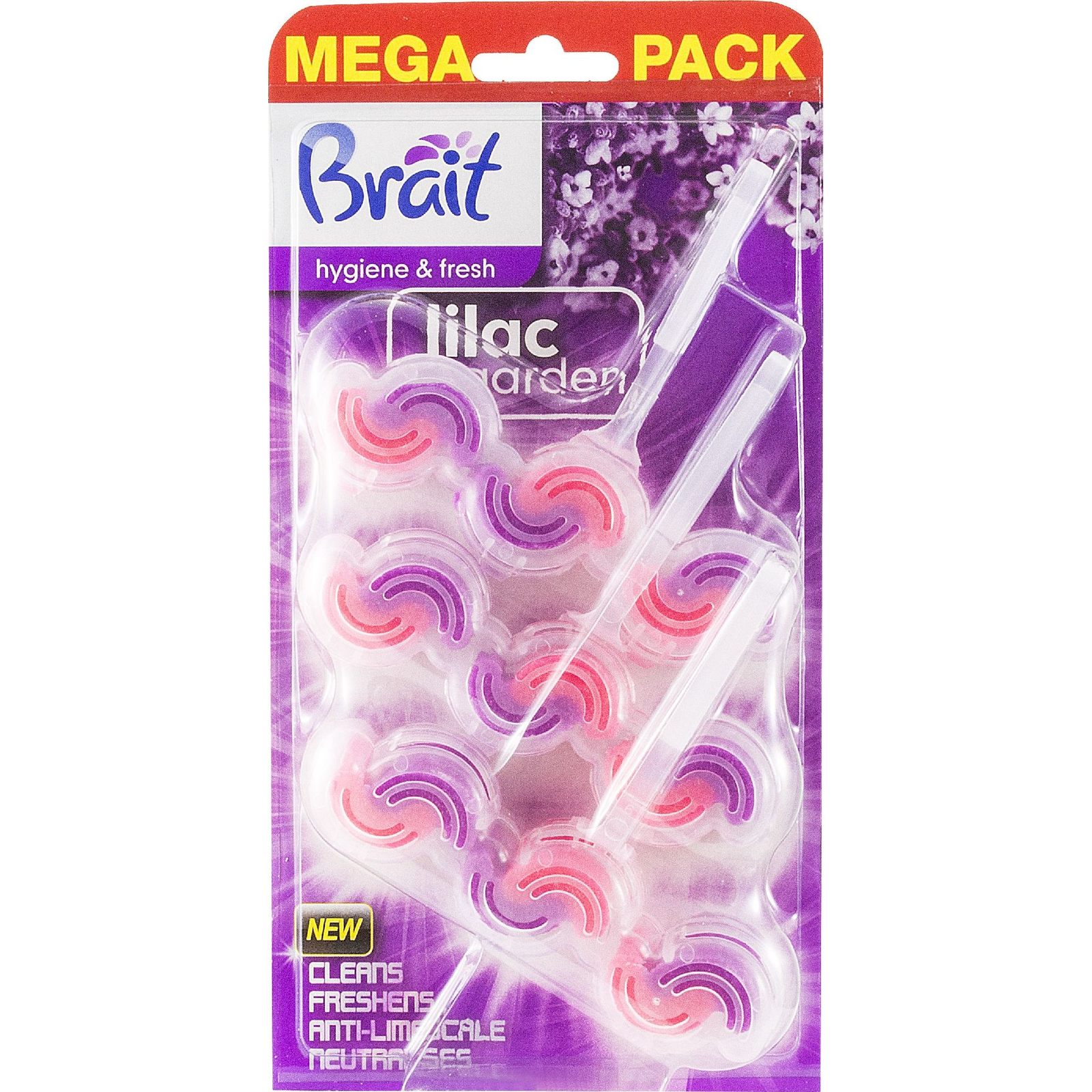 WC tisztító blokk, 2 fázisú, 3x45 g, "Brait Hygiene and fresh", orgona (261096)