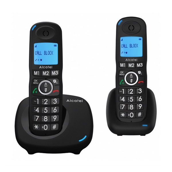 Alcatel XL535 DUO telefon készülék (vezeték nélküli, 1 bázis, 2 kézibeszélő, kijelző, DECT) FEKETE (XL535DUO)