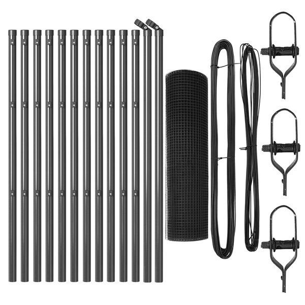 Kerítésoszlop Készlet 2 db Szürke Fém 25 x 0.5 m Tartós