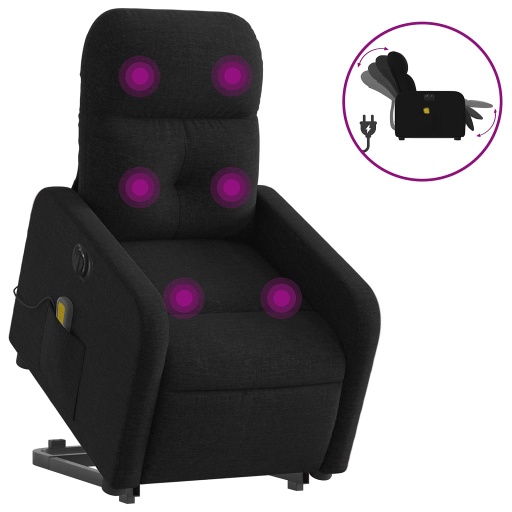 fekete szövet dönthető elektromos álló masszázsfotel (3206824)
