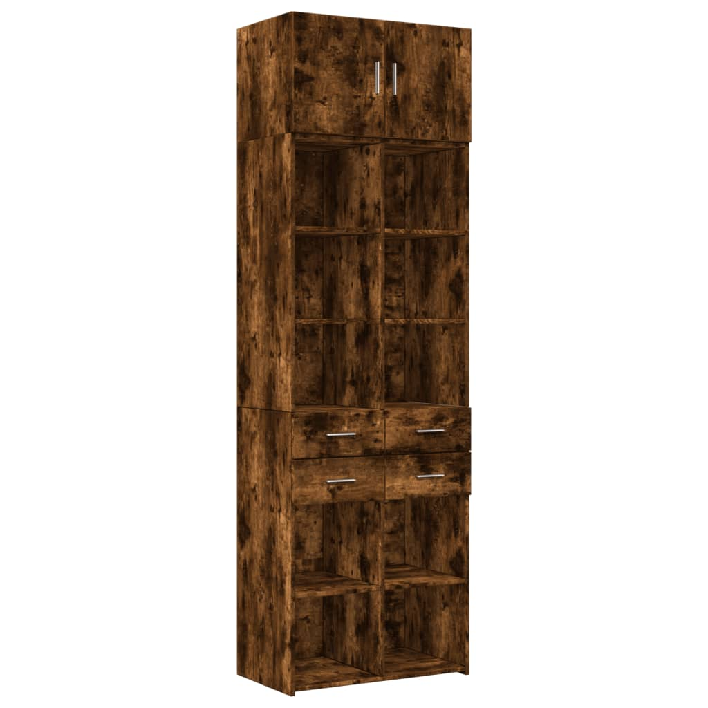 füstös tölgy színű szerelt fa tárolószekrény 70 x 42,5 x 225 cm (3281340)