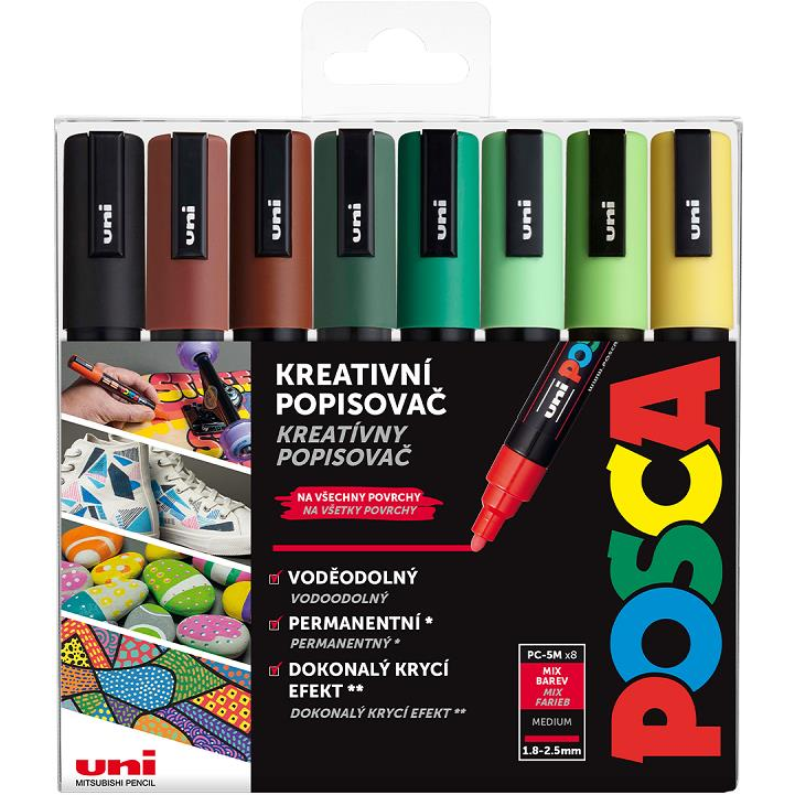 UNI Posca 5M 8 ks zemité tóny (8594157938276)