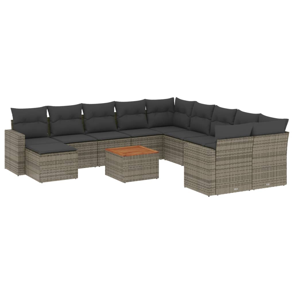12 részes szürke polyrattan kerti ülőgarnitúra párnákkal (3224422)
