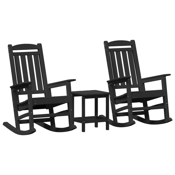 Set lounge grădină 3 piese Negru HDPE