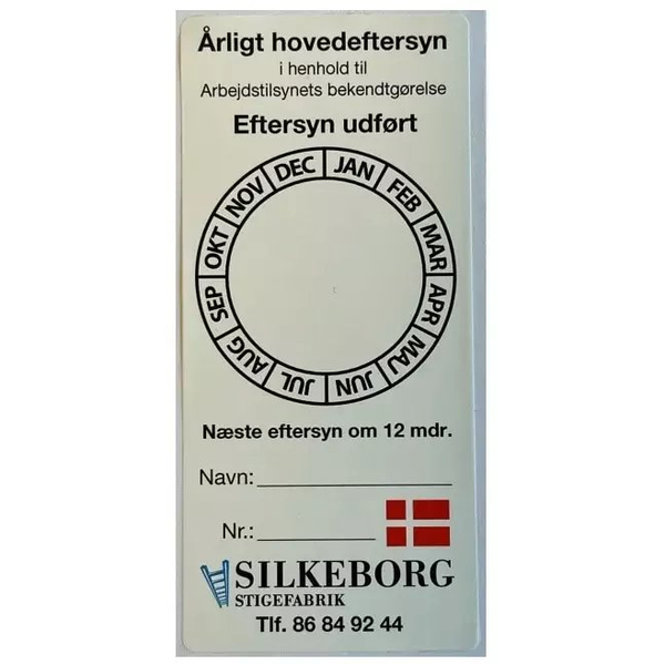  AVERY SILKEBORG STIGE Mærkat uden årstal, til eftersyn, ark med 12 mærker