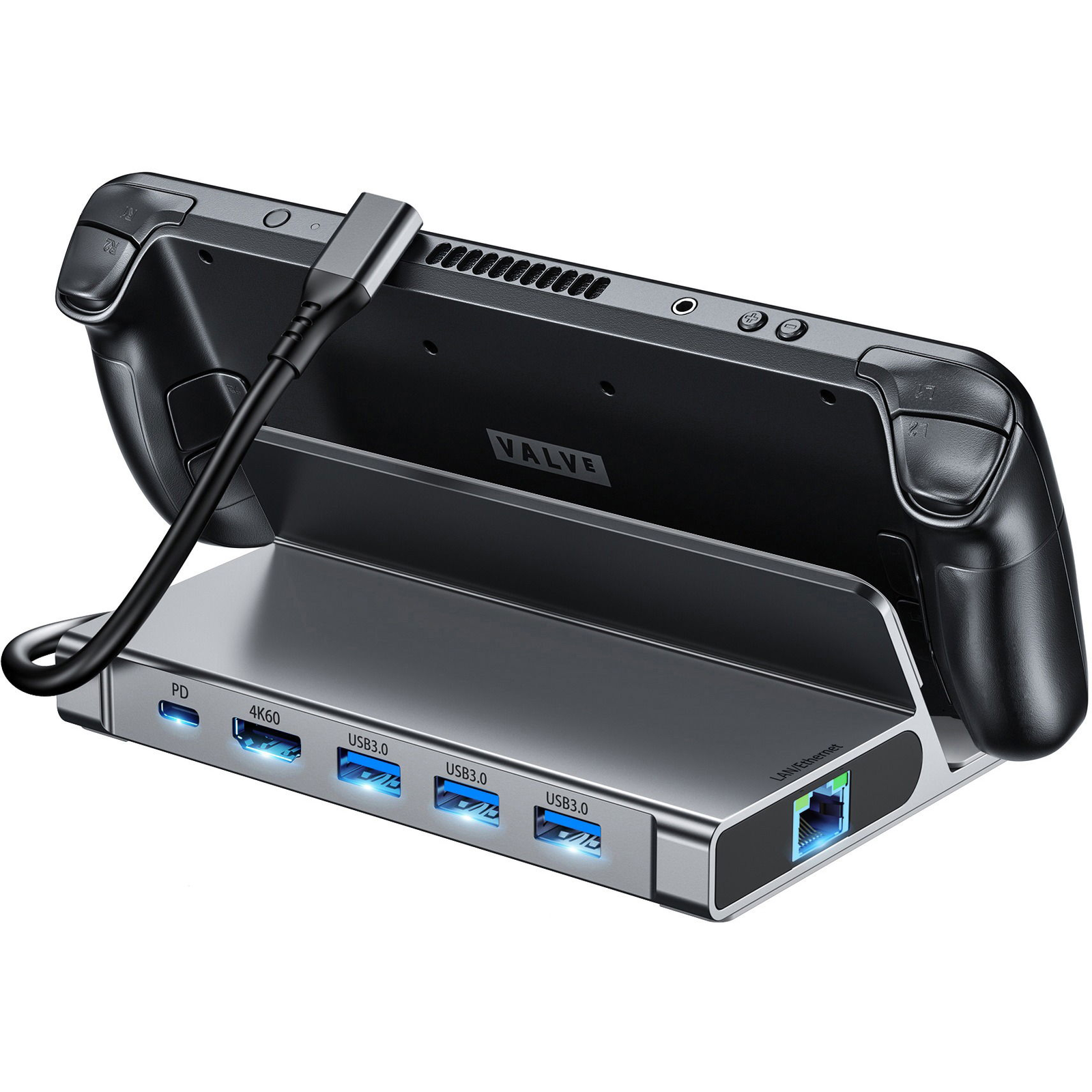 ChoeTech 6-in-1 TYPE-C TO PD+HDMI+USB 3.0A/F×3+RJ45 Steam Deck (HUB-M50)