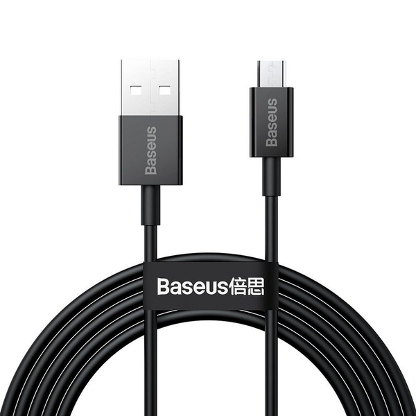 Cablu de incarcare si date USB, microUSB, 200 cm, 2000 mA, cu anti-rupere, incarcare rapida, Baseus Superior, CAMYS-A01, negru (RS122045)