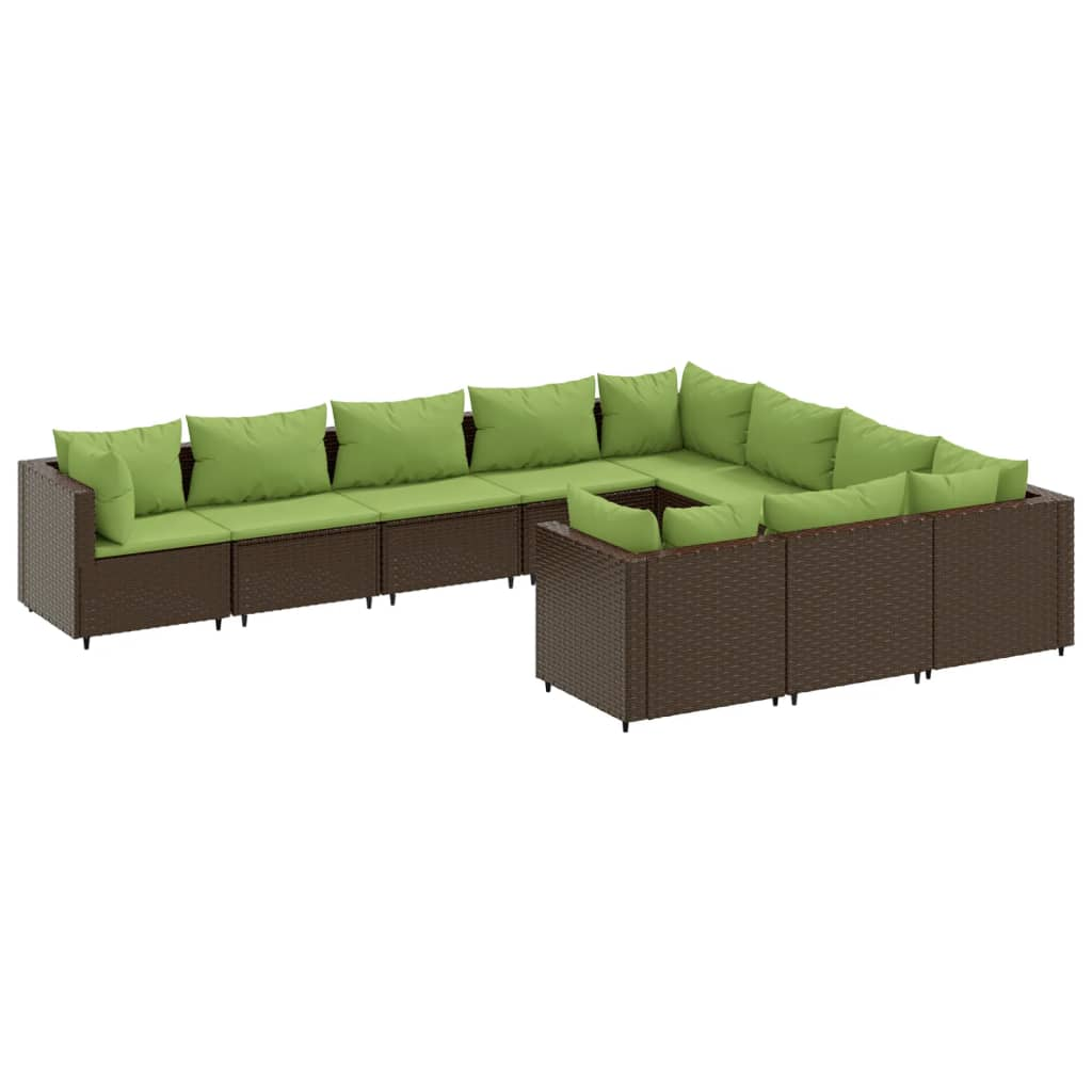 10 részes barna polyrattan kerti ülőgarnitúra párnákkal (3308334)