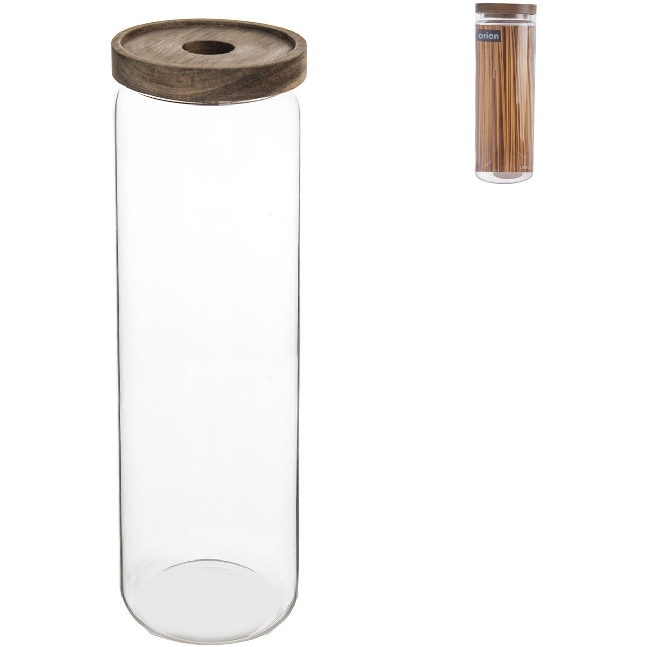 ORION tárolóedény 1,85 l, boroszilikát üveg/akác (154505)