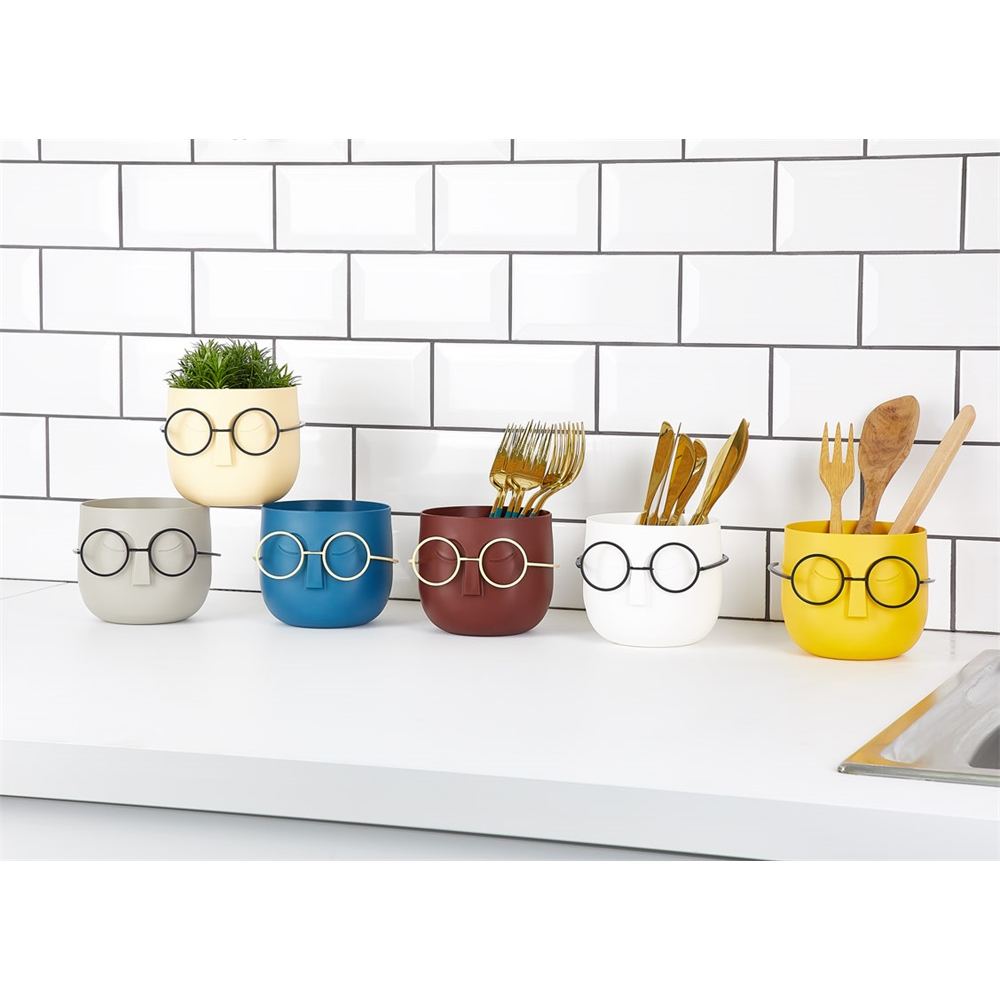 Iris E5669 Szemüveges fej alakú 10cm Cserép - Többféle (E5669)