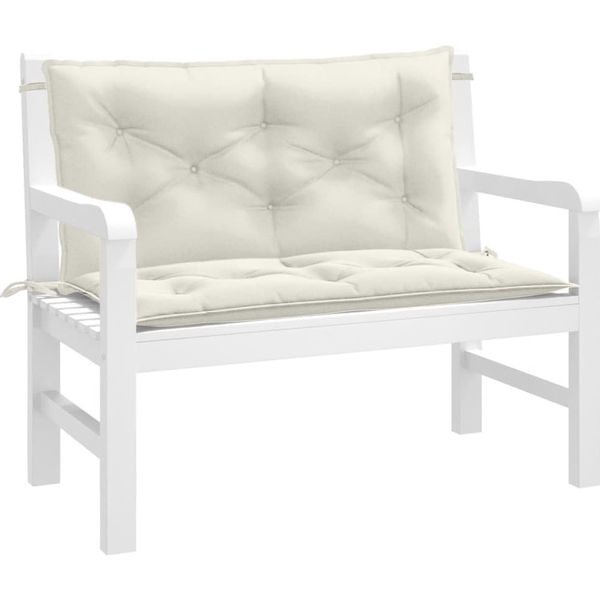 Pernă bancă de grădină, 2db, melanj crem, 100x50x7 cm, textil