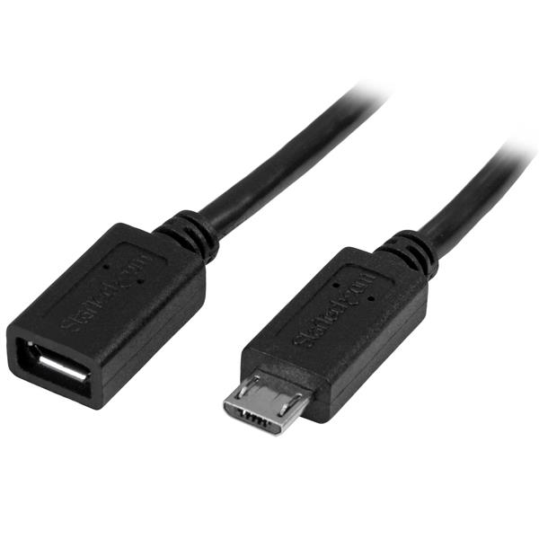 StarTech.com USBUBEXT50CM USB кабел USB 2.0 0,5 м Micro-USB B Черен