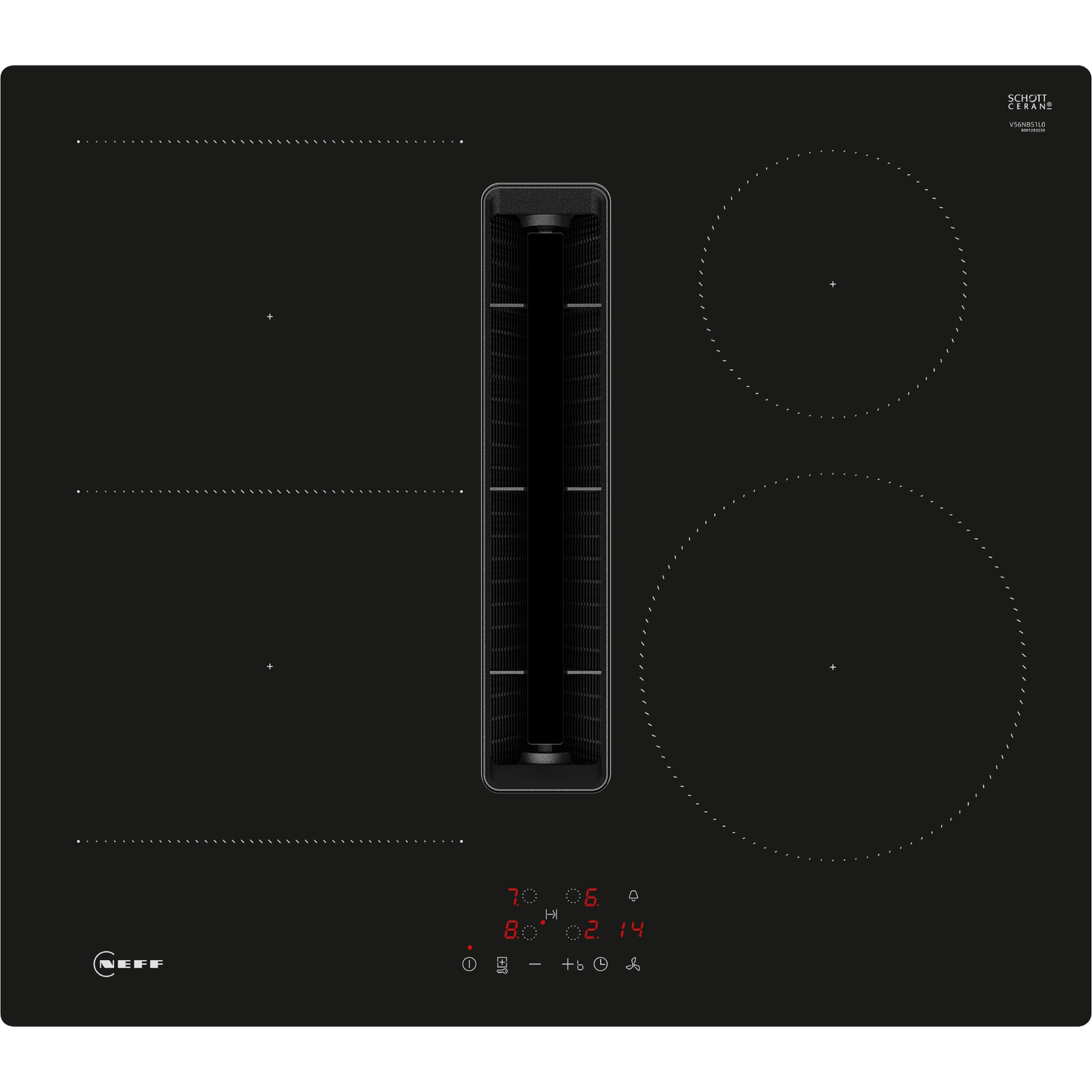 Neff V56NBS1L0 főzőlap Fekete Beépített 60 cm Zónás indukciós főzőlap 4 zóna (V56NBS1L0)