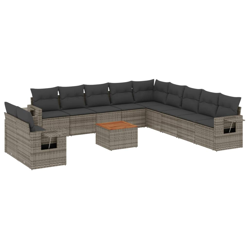 12 részes szürke polyrattan kerti ülőgarnitúra párnákkal (3224646)